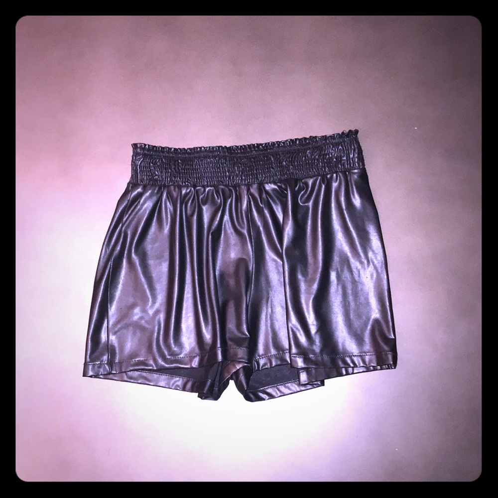Black pleather shorts
